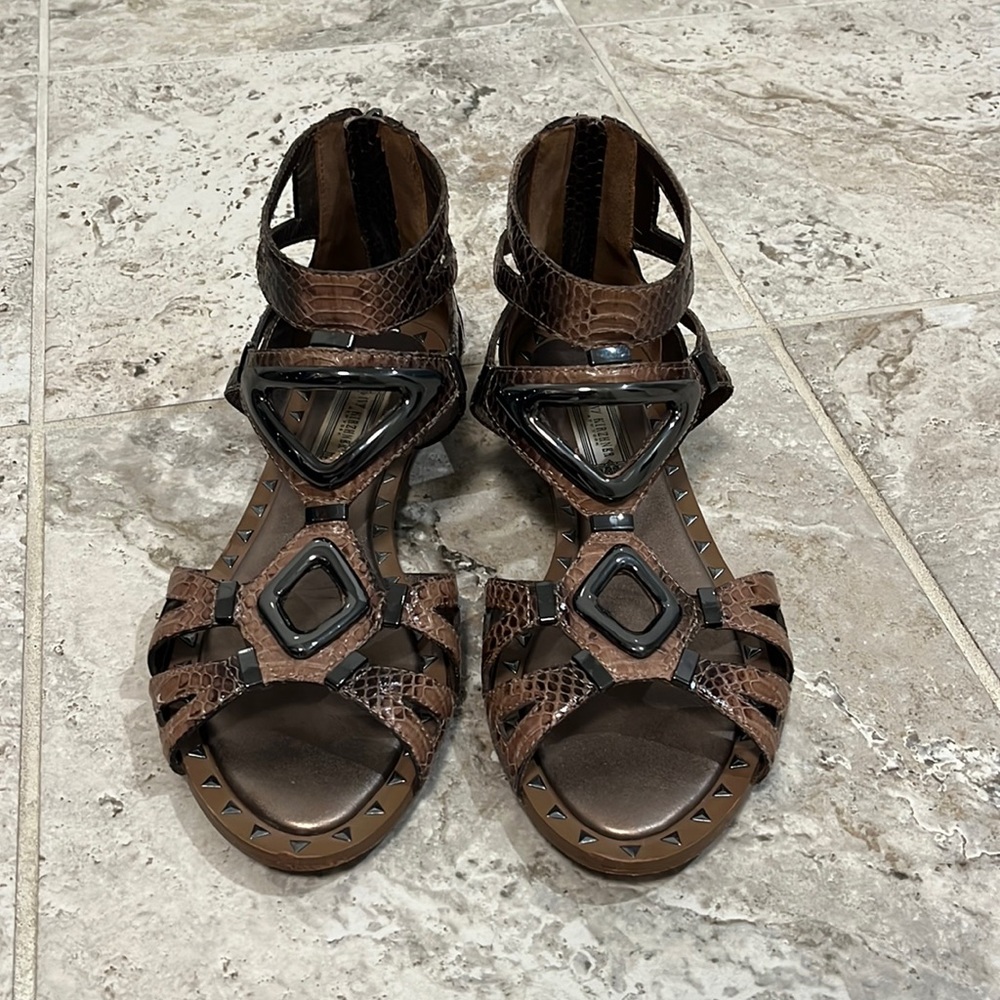 Ivy Kirzhner Snake Embossed Leather Babylon Gladiator Sandals